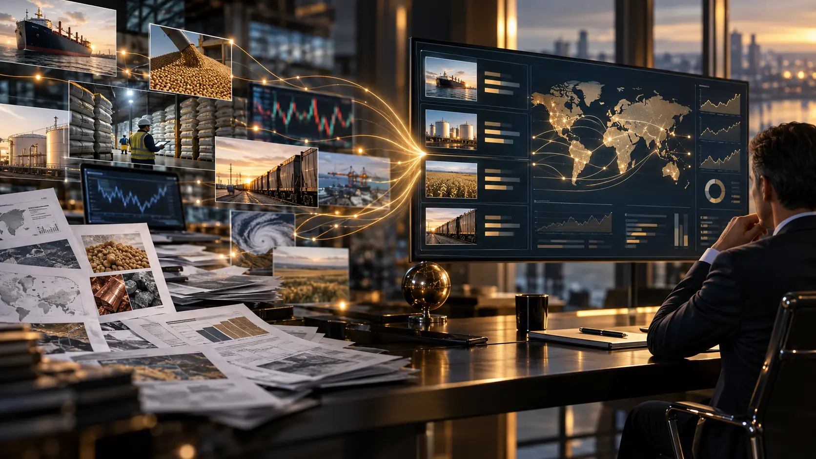Fragmented market information converging into one connected intelligence view