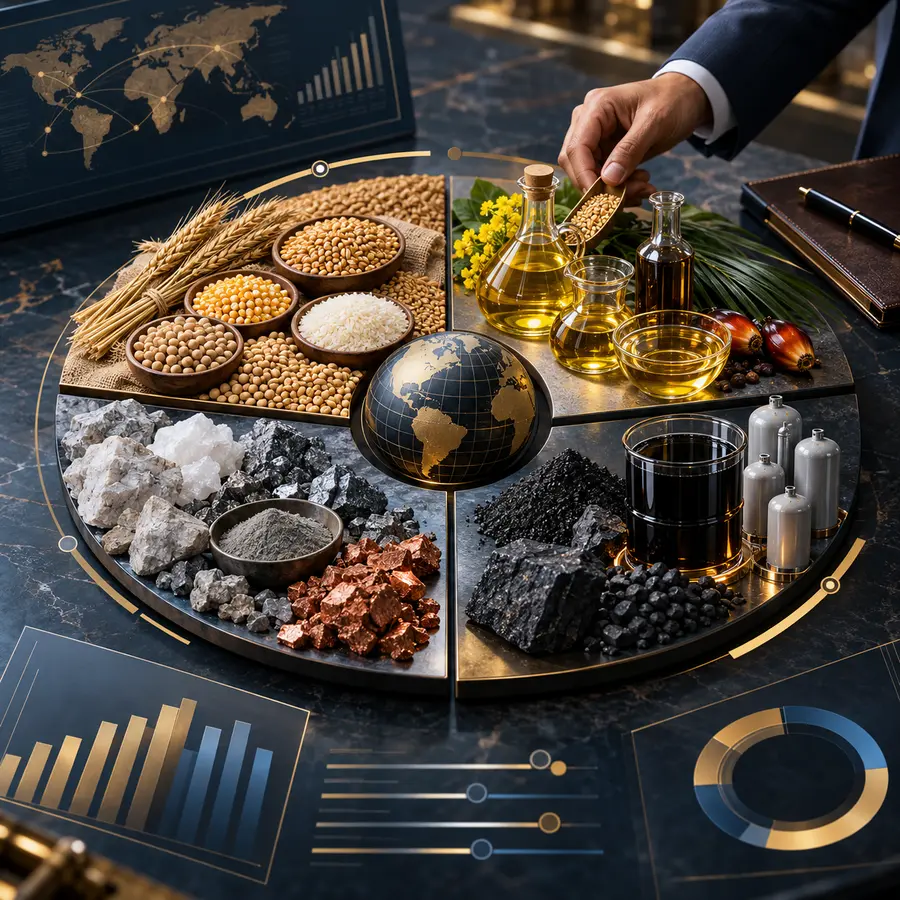 Balanced portfolio of agricultural, energy and industrial commodities